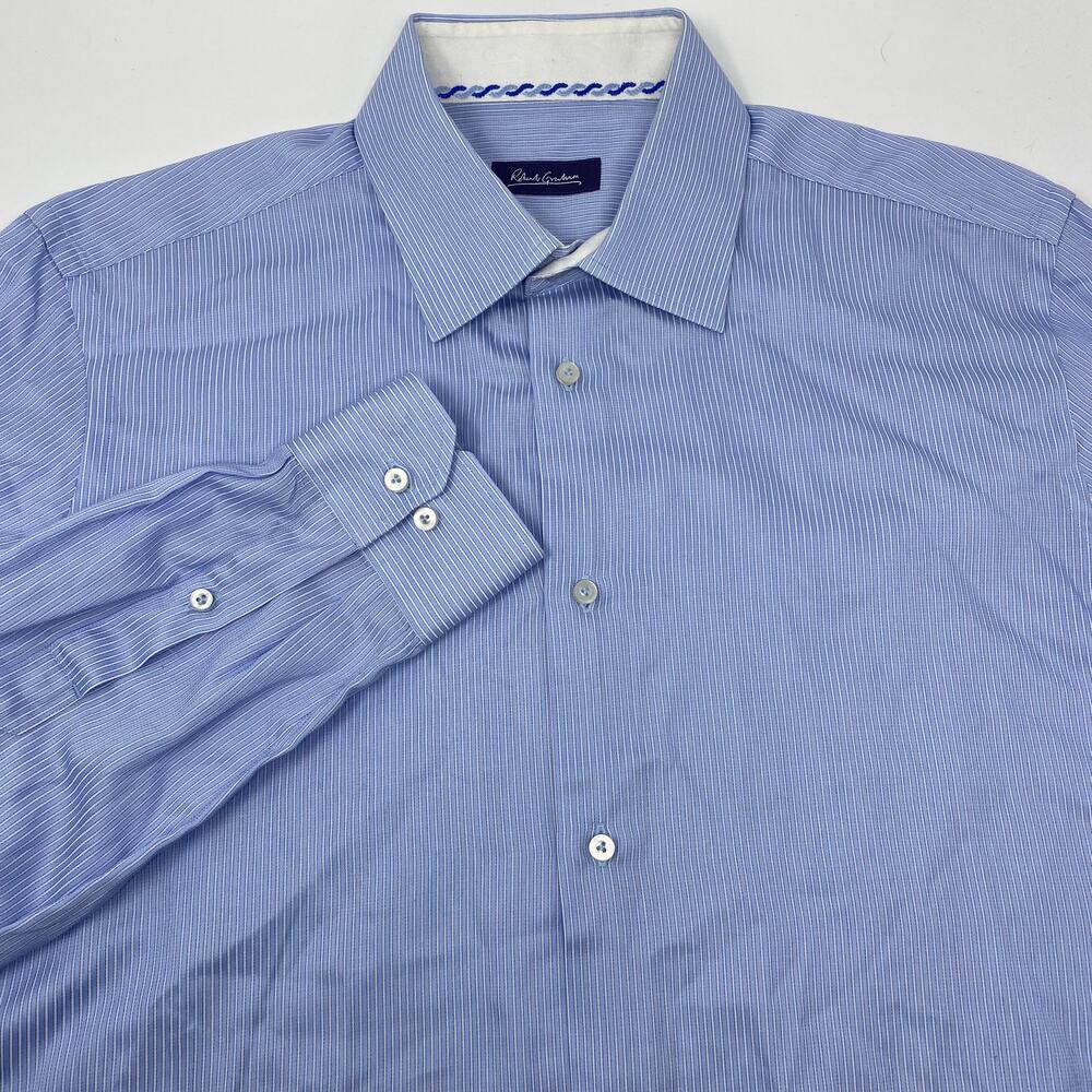 Robert Graham 16 1/2 42 Blue White Striped Long Sleeve Button Down Shirt